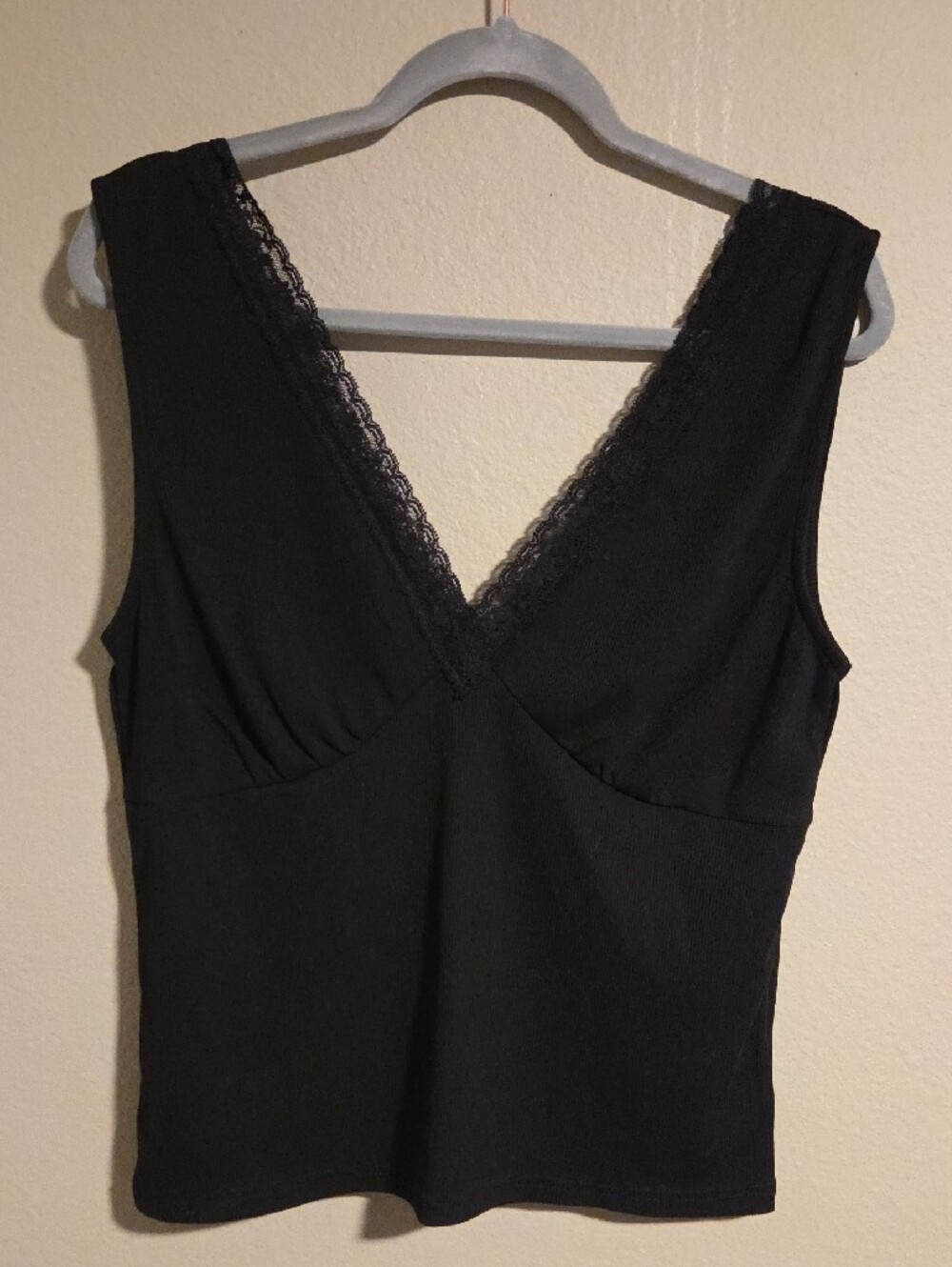 NWOT White Birch Black Lace Trim V-Neck Tank Top Size 1X - Picture 3 of 8